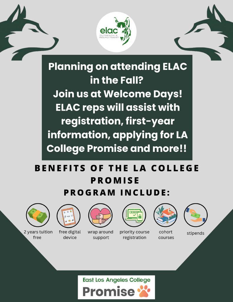 ELAC Welcome Days Flyer