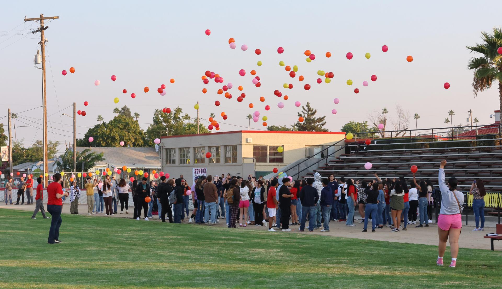 seniors and staff enjoying senior sunrise