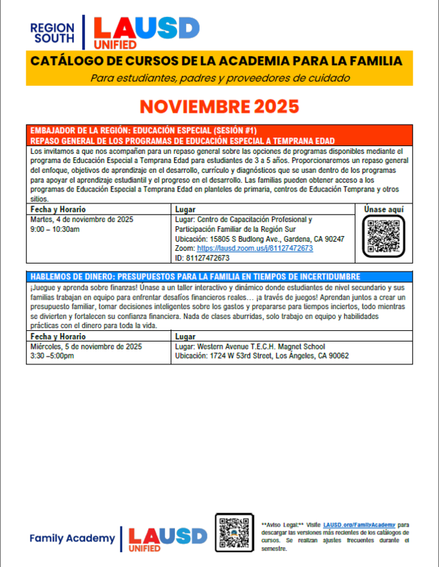 CATÁLOGO DE CURSOS DE LA ACADEMIA PARA LA FAMILIA