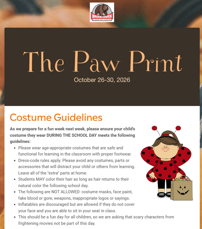 Paw Print Week of October 26th