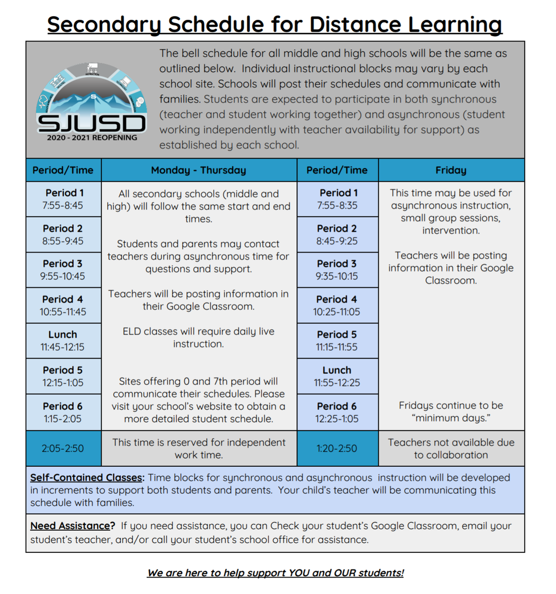 Secondary Schedule Flyer