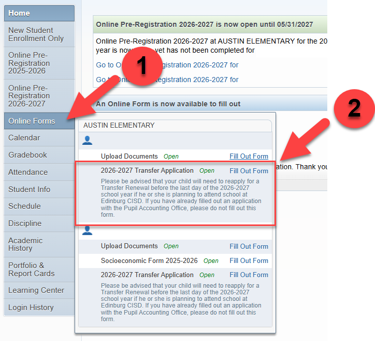 skyward transfer application