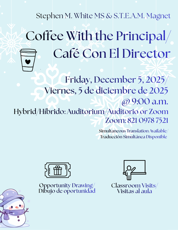 Coffee With the Principal: December 5th @9:00 a.m.