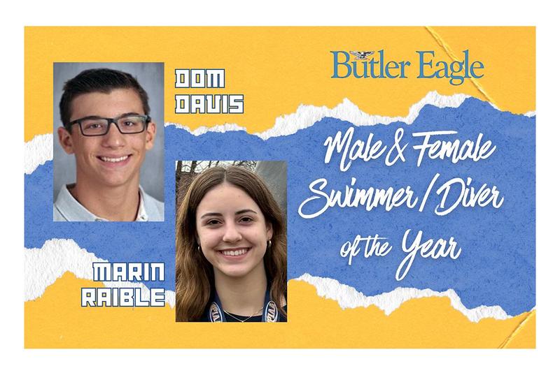 Headshots of two swimmers honored as Athletes of the Year.