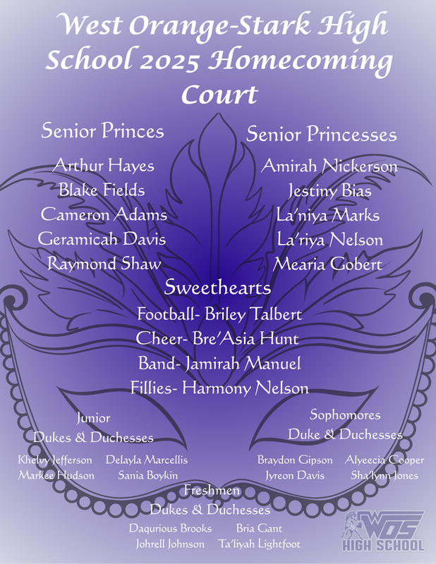 Flyer for the 2025 WOSHS Homecoming Court