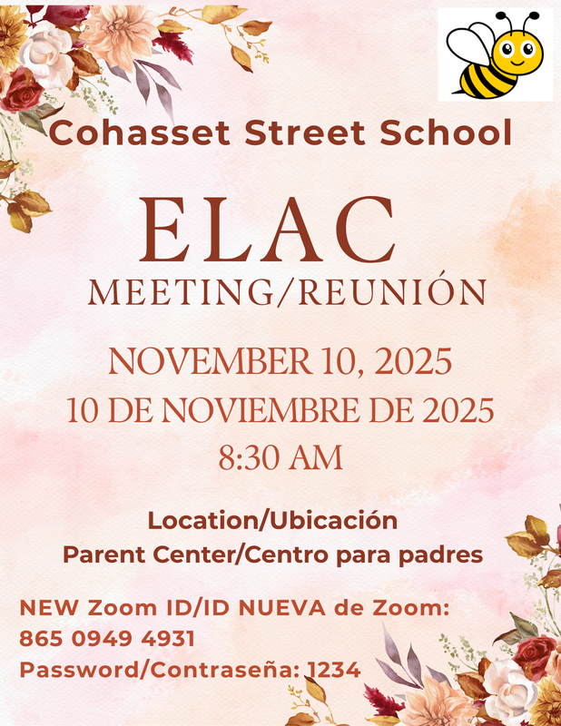 flyer about ELAC Meeting/Folleto informativo sobre la reunión de ELAC