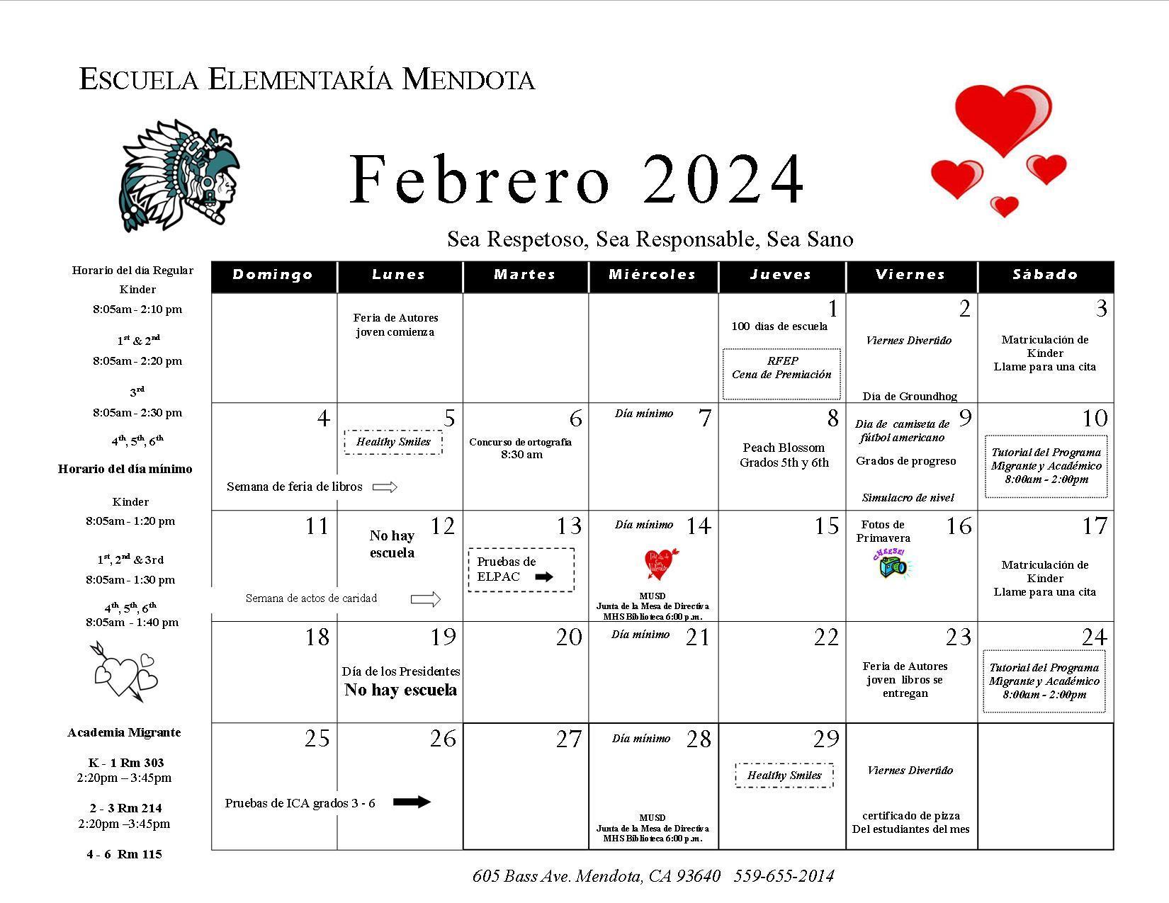 School Calendar About Us Mendota Elementary School
