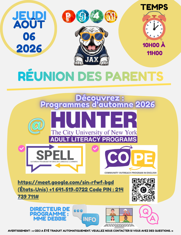 Hunter Literacy Flyer (French)
