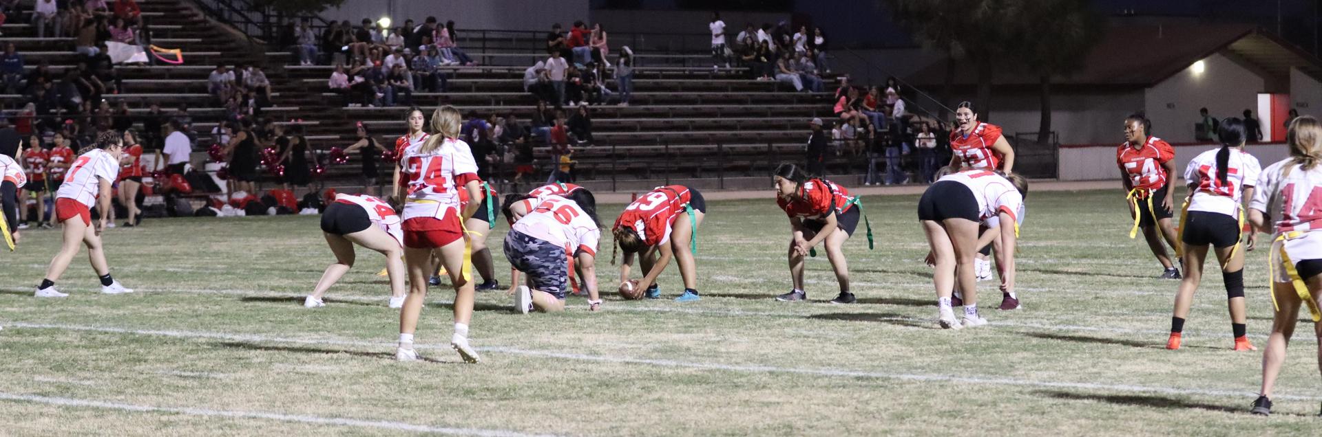 girls playing flag football