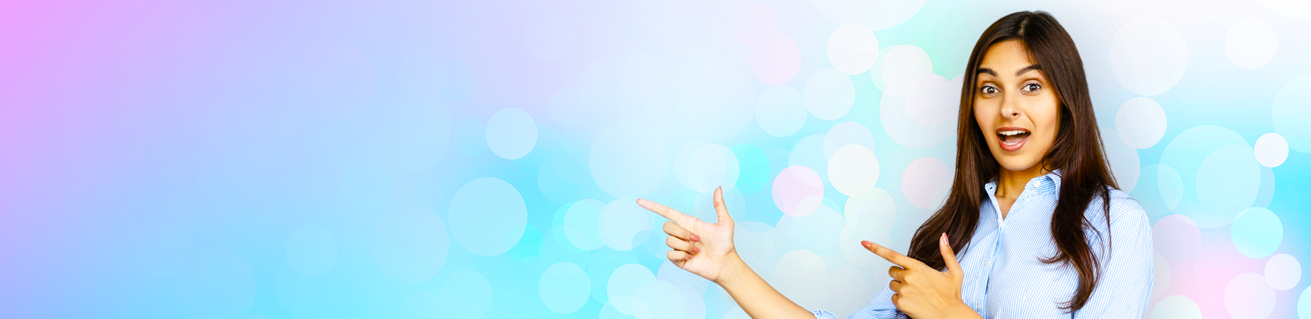 woman pointing to the site name