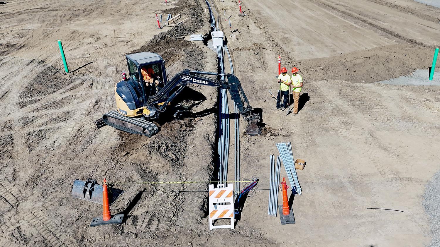 laying electrical conduit for parking lot light poles