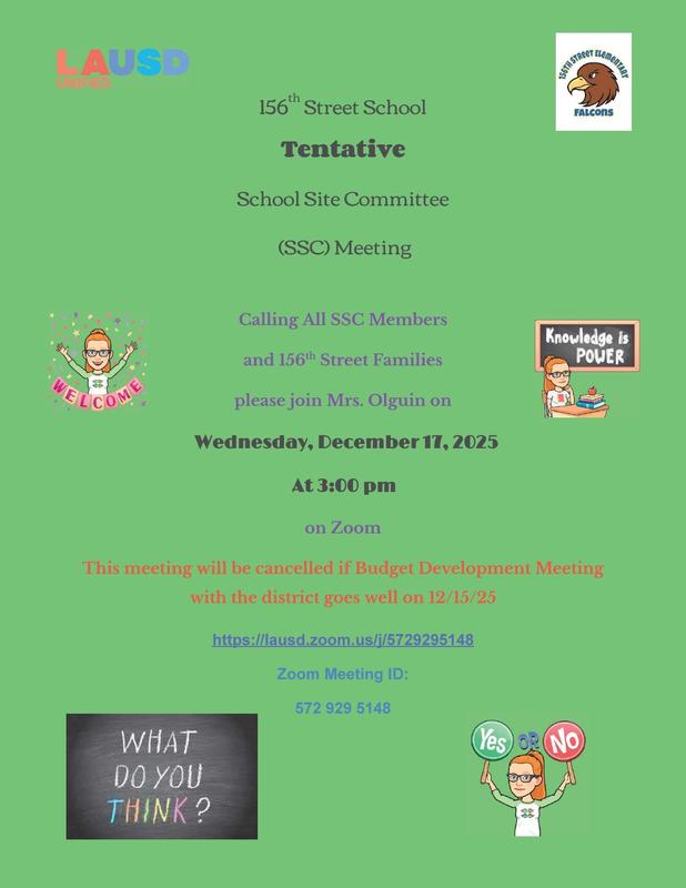 Tentative SSC meeting on Wednesday, 12/17/25 at 3 pm via Zoom