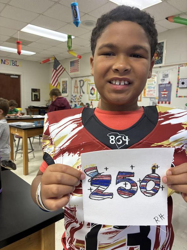 Student with patriotic artwork - 2