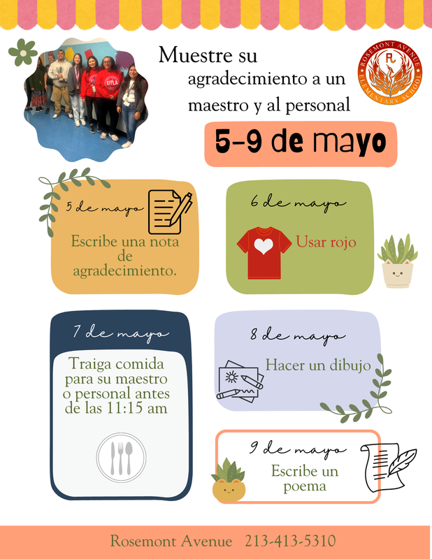 Agradecimiento a los maestros y al personal