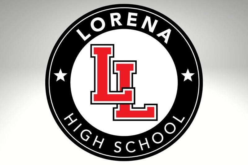 Round Lorena High School logo with red LL in the middle