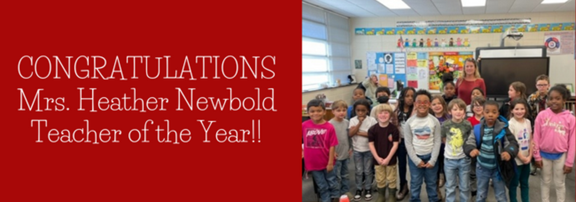 Ms Heather Newbold, Teacher of the year and her class.