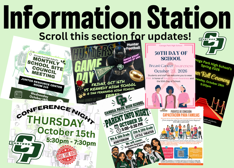 Information Station graphic for weekly events