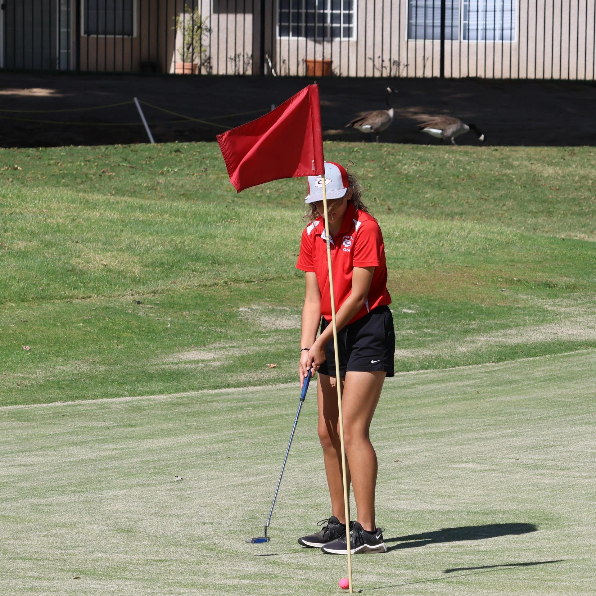Girls golfers in action at the championships
