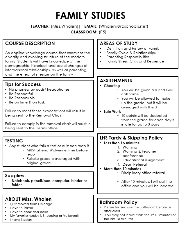 Class Syllabus Joy Whalen LaVergne High School