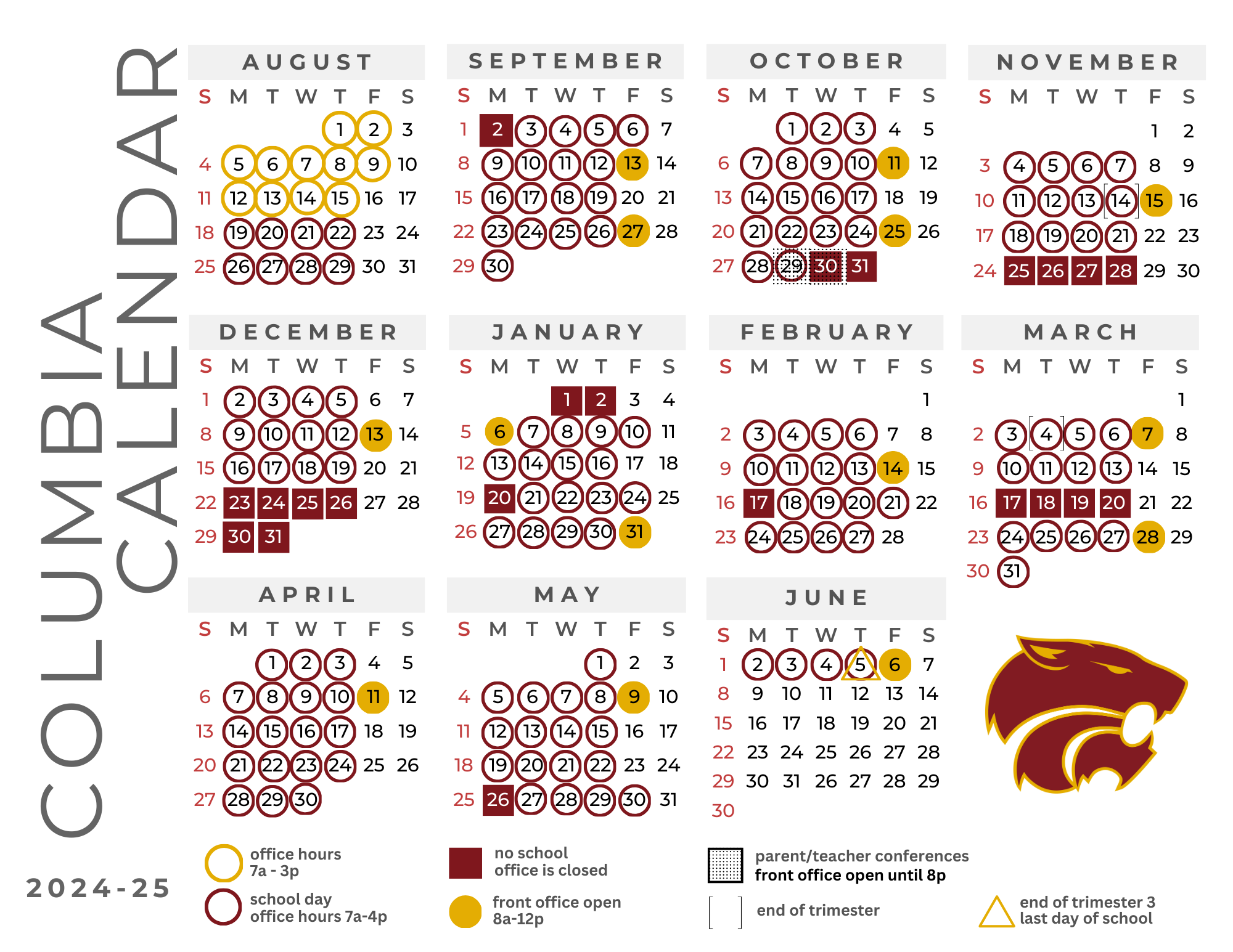 School Year Calendars 2024 2025 Resources Columbia High School