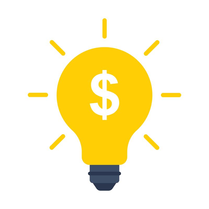 Yellow light bulb with a dollar sign