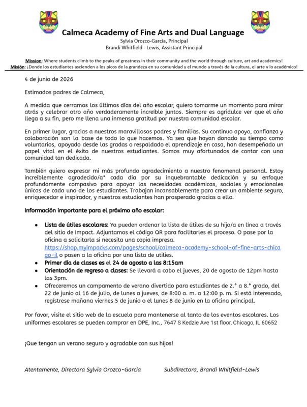 Carta en español