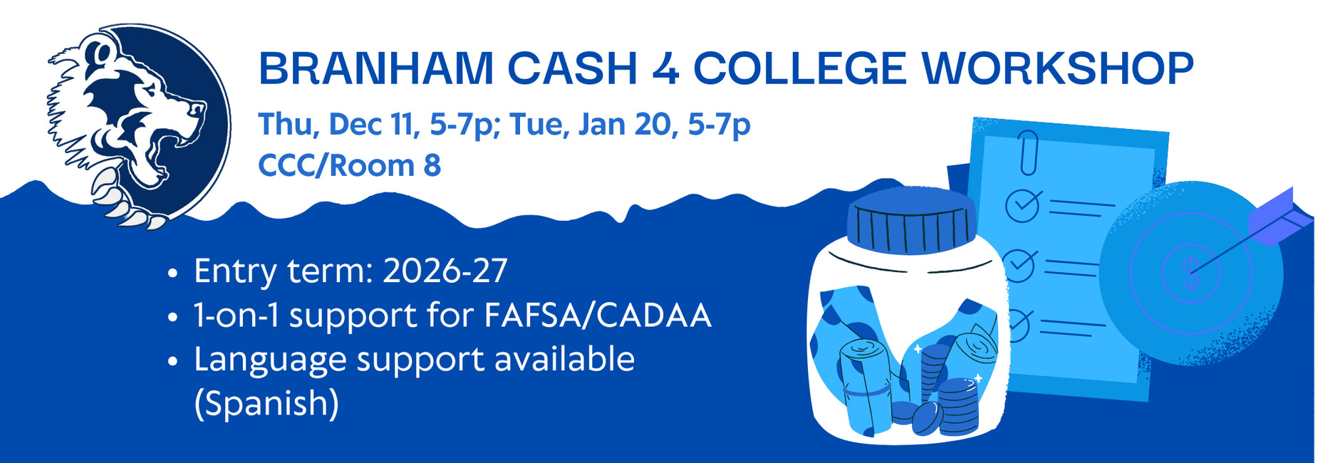 Glass bottle, checklist, target with arrow