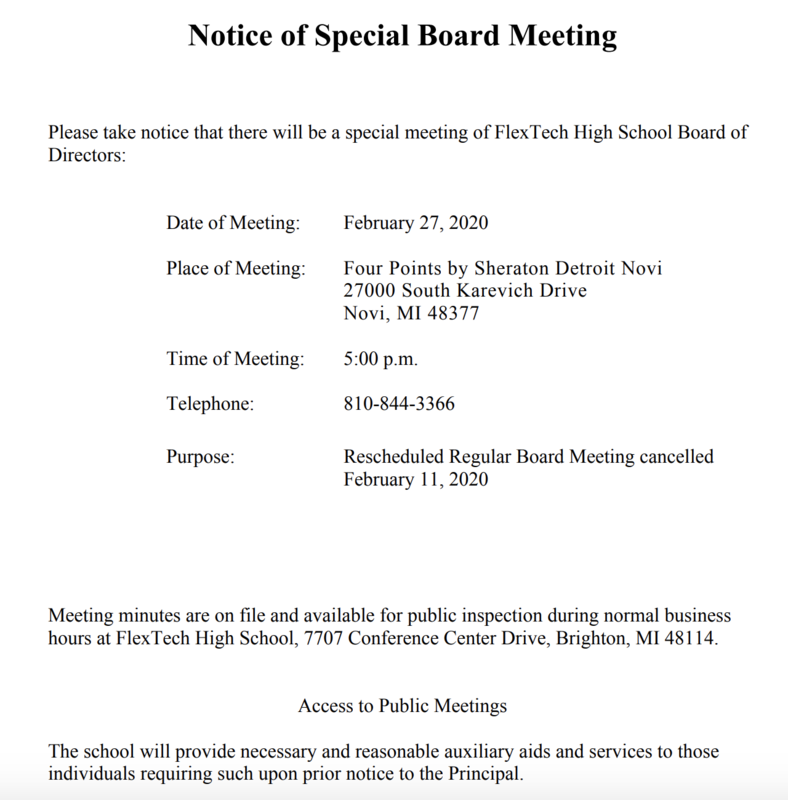 Special Board Meeting