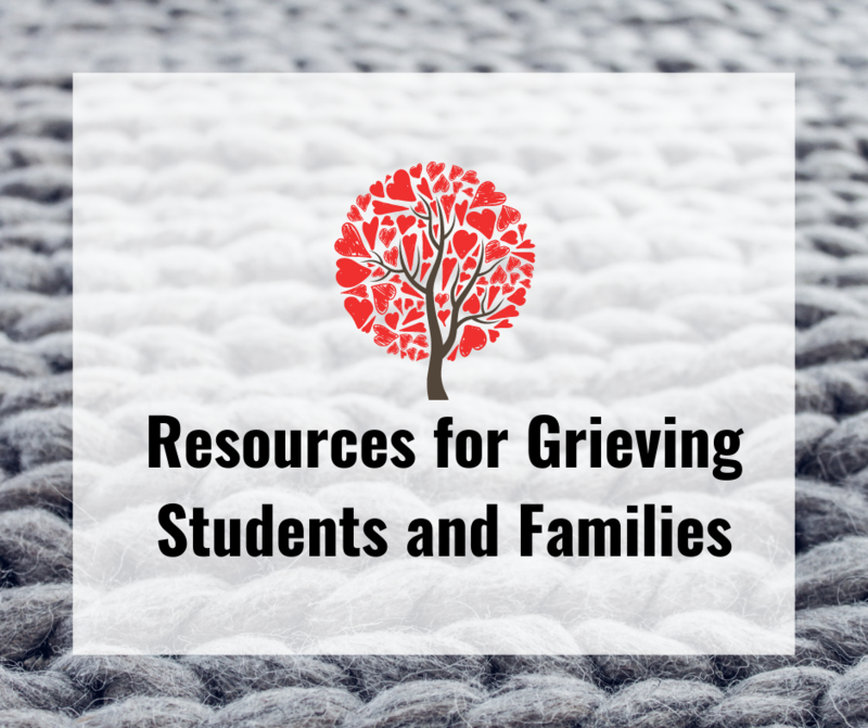 Resources for Grieving Families graphic with tree with hearts