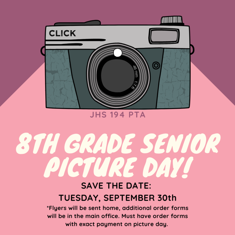 Save the Date - 8th Grade Picture Day