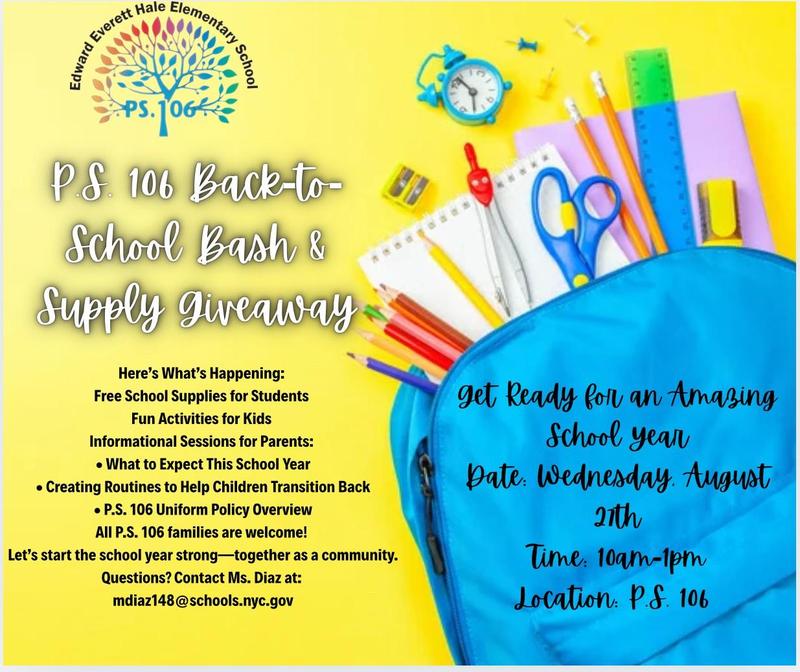 P.S.106 Back to School Bash and Supplies Giveaway! Featured Photo