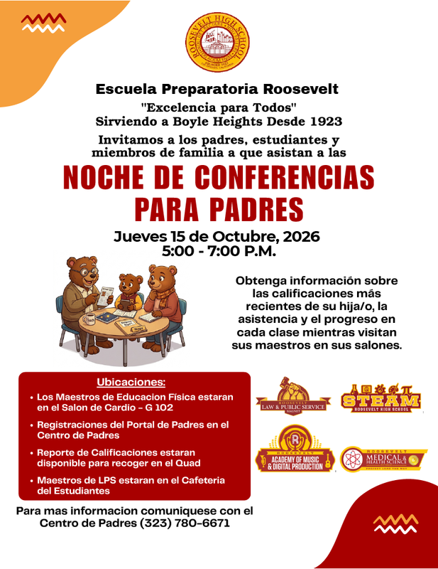Parent Conference Night Oct. 15 2026 Flyer Spanish