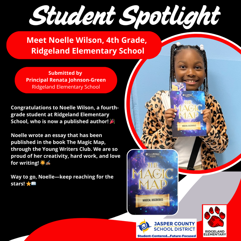 ✨📚 Student Spotlight! 📚✨ Meet Noelle Wilson, 4th Grade, Ridgeland Elementary School Featured Photo