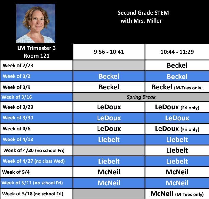 STEM Schedules – Grade 2 – Lincoln Meadows