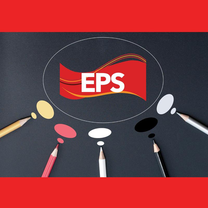Colorful logo with 'EPS' surrounded by colored pencils.