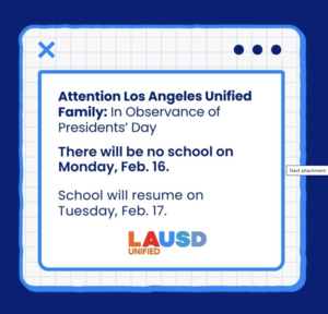 PRESIDENT'S DAY-NO SCHOOL