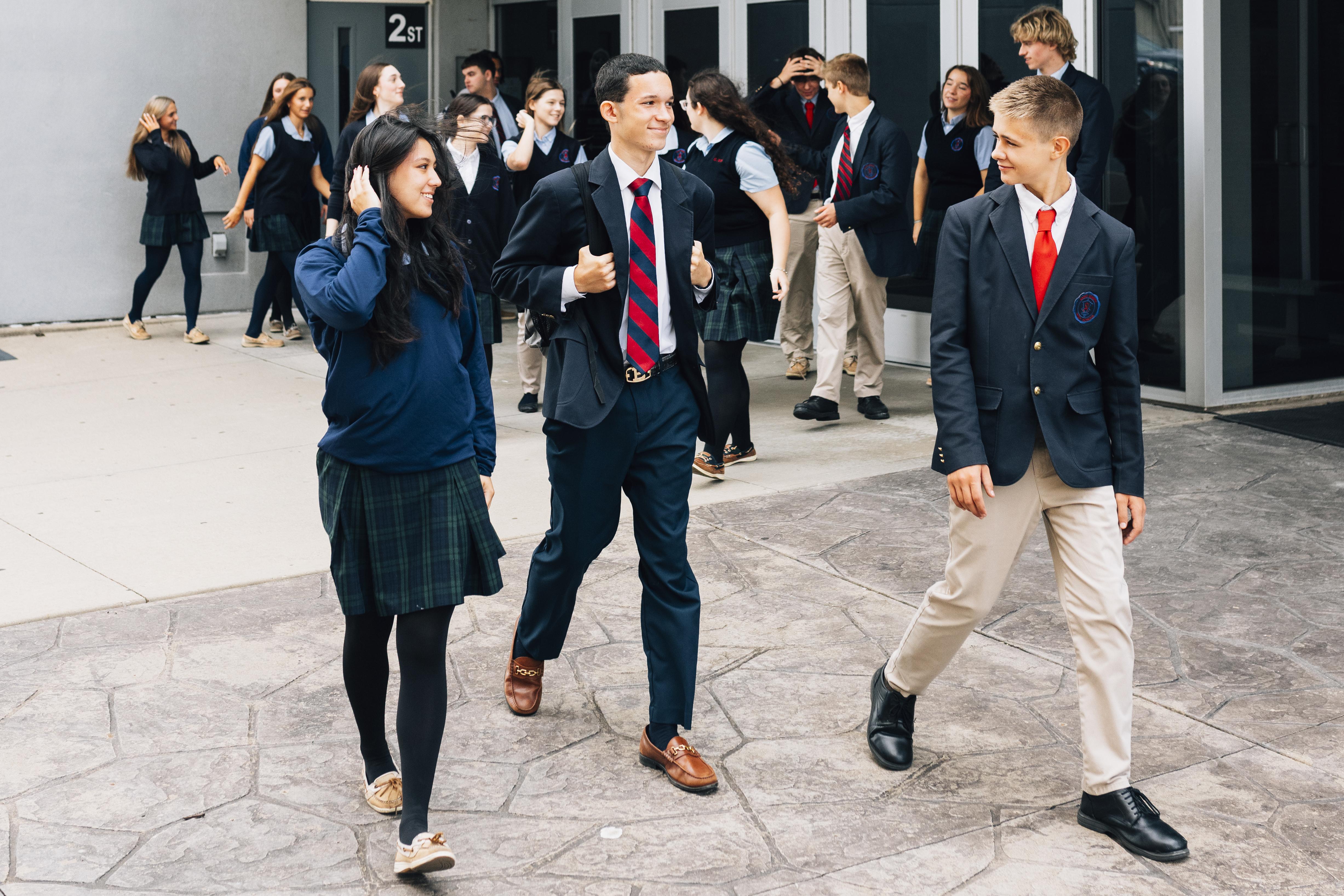 students walking