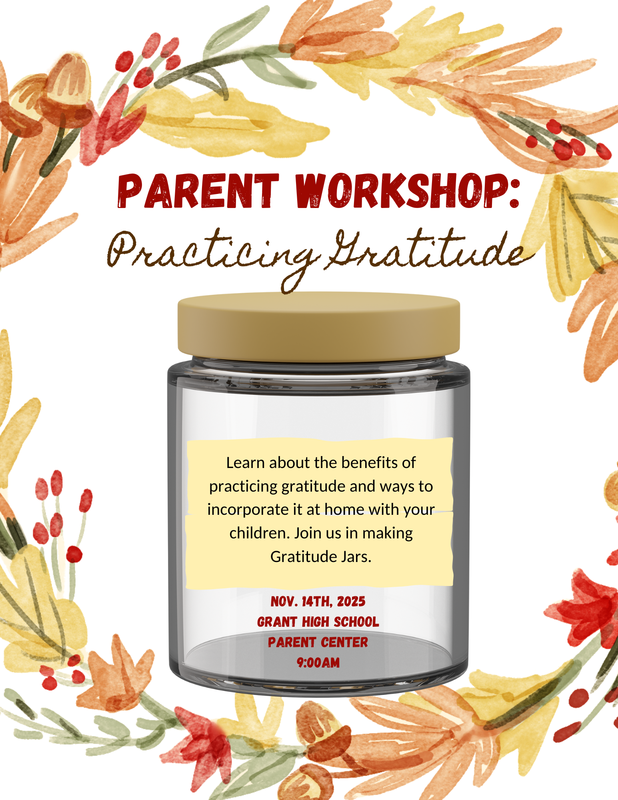 Parent Workshop: Practicing Gratitude - Friday, Nov. 14 | 9:00 AM at Parent Center