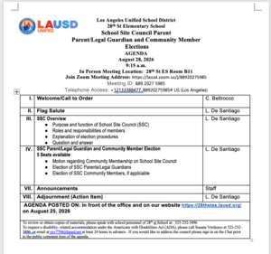 SSC Agenda