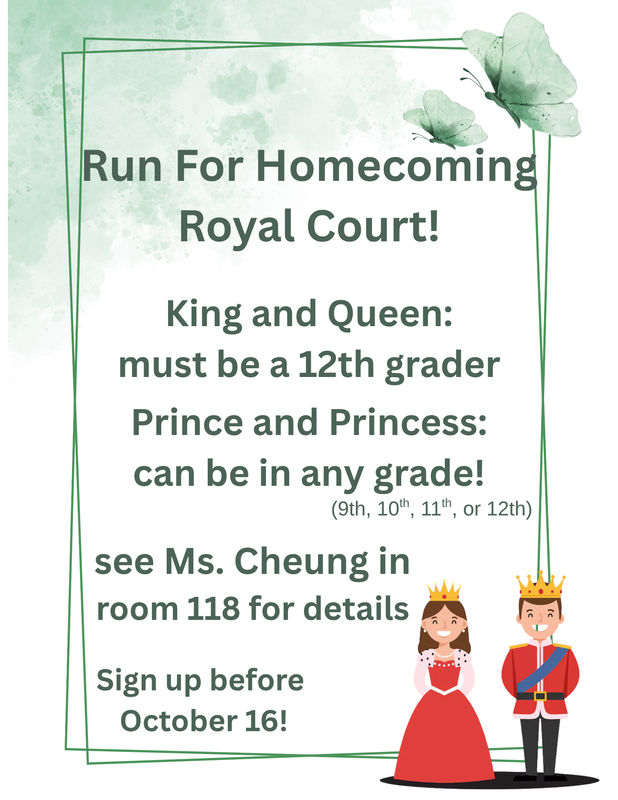 Sign up for Homecoming Royal Court by October 16th! Featured Photo