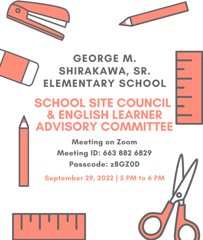 SSC & ELAC Meeting on Thursday, September 9th at 5pm Thumbnail Image