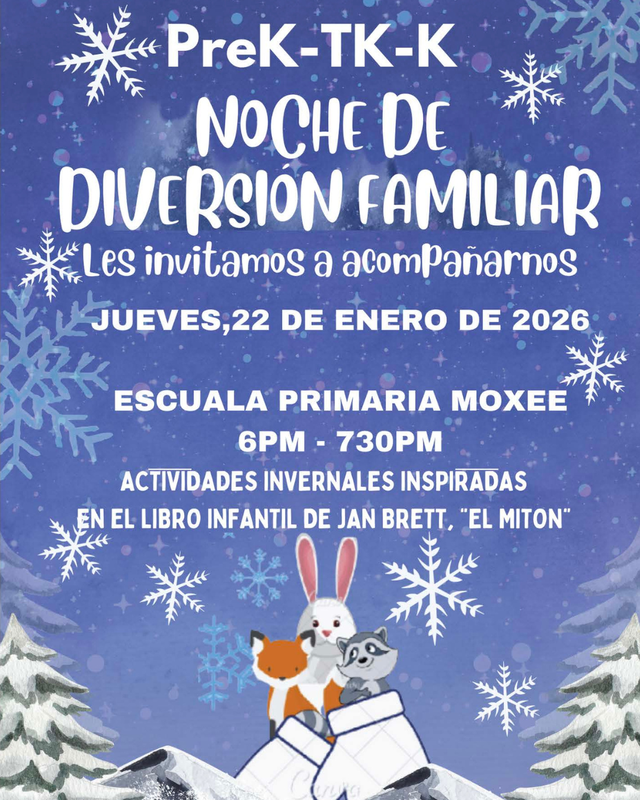 Pre-K, TK, and Kinder Family Fun Night in Spanish