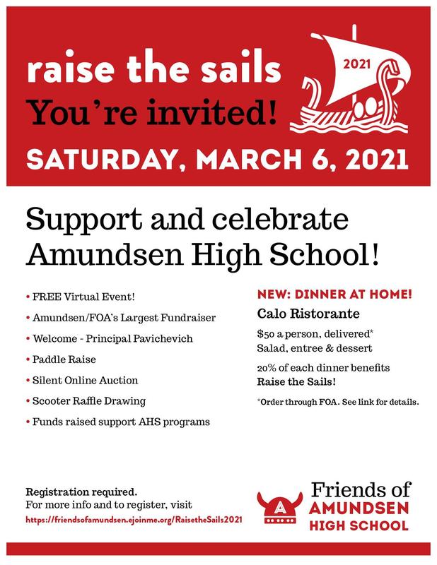 Support and Celebrate Amundsen High School at FOA's Raise the Sails 2021! Featured Photo