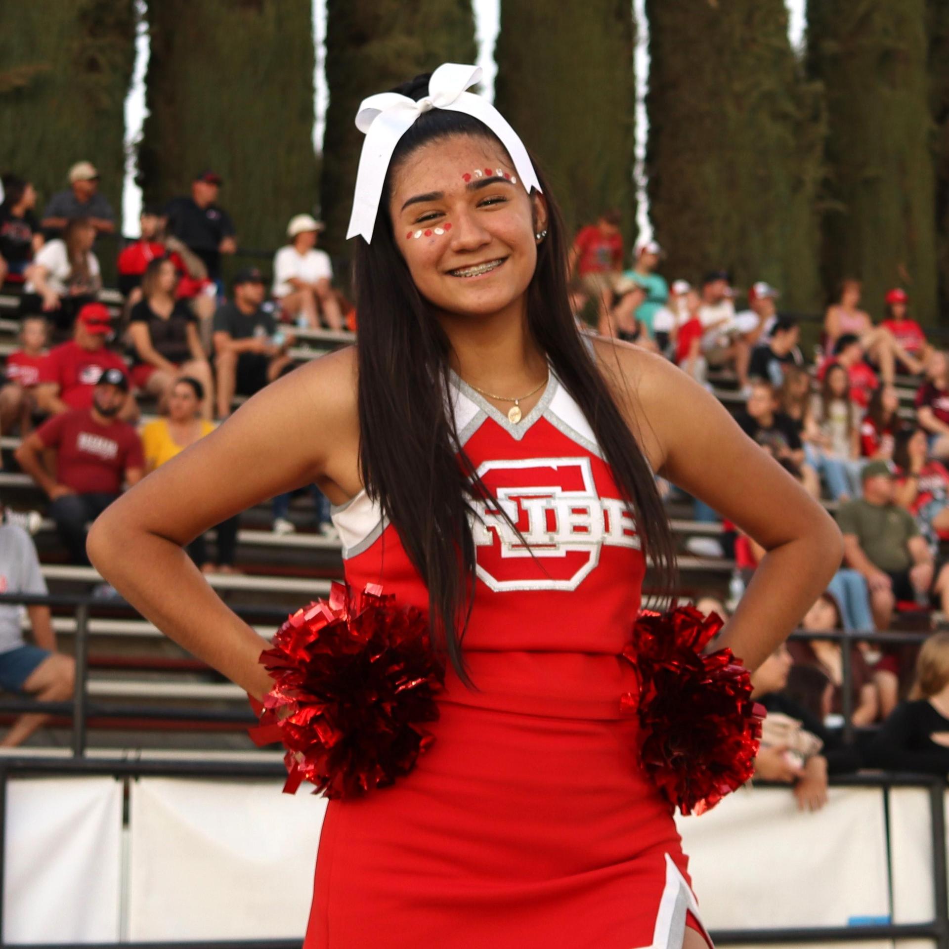 junior varsity cheerleaders at the Kerman game