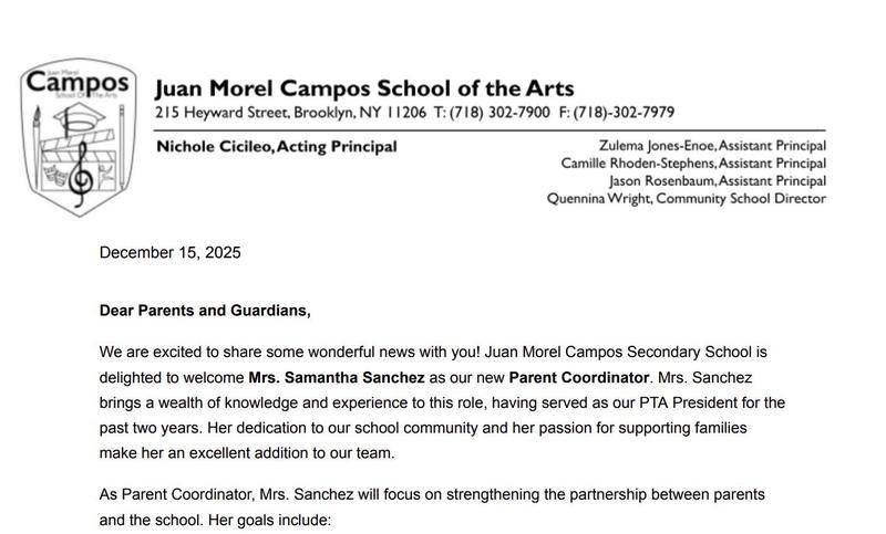 Intro Letter of new Parent Coordinator