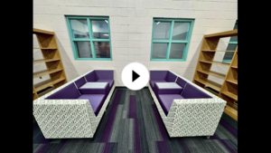 A YouTube thumbnail showing new school furniture