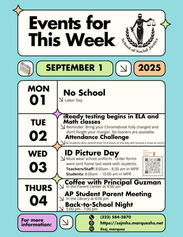 EVENTS FOR THE WEEK OF SEPTEMBER 1/ EVENTOS DE LA SEMANA DEL 1ERO DE SEPTIEMBRE