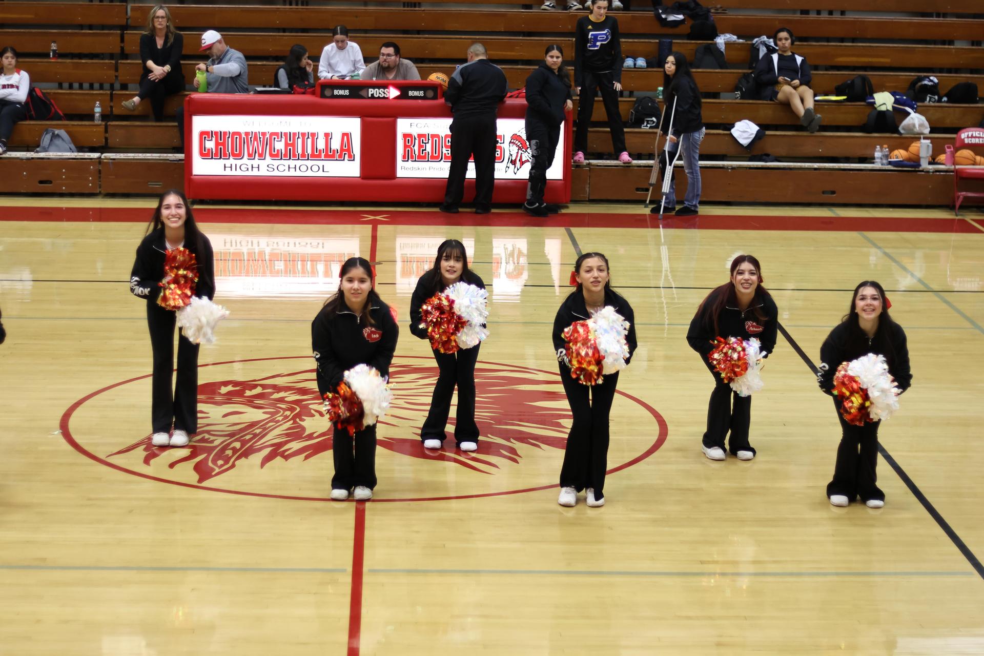 varsity cheerleaders in action
