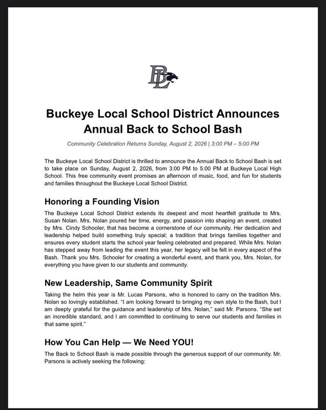 Back to School Bash Letter