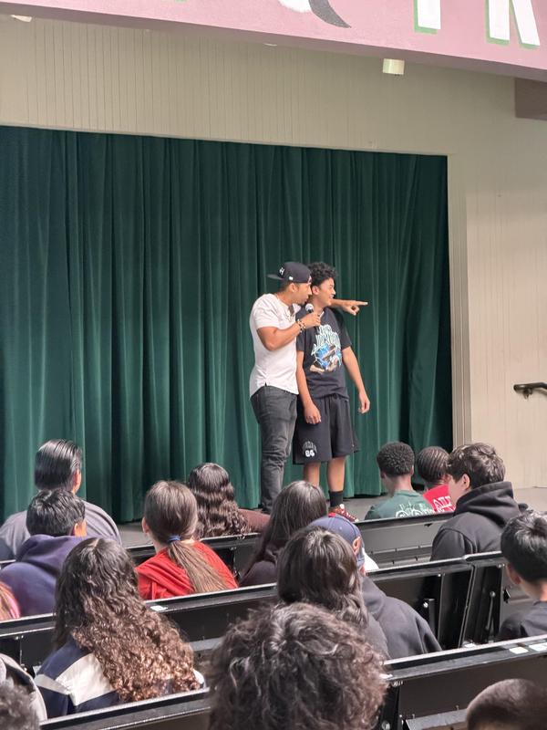 Tillman speaks to student